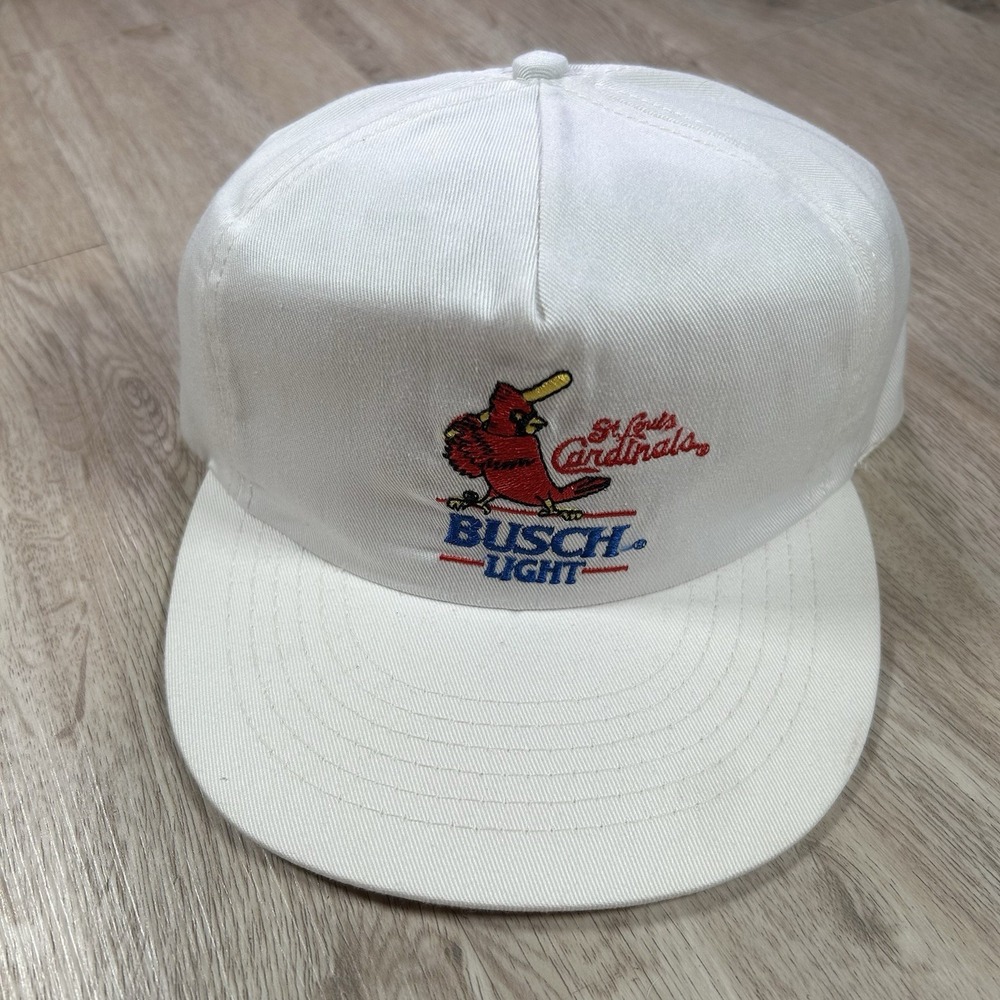 VTG St Louis Cardinals Snapback Hat MLB Baseball Annco Busch Light White Cap